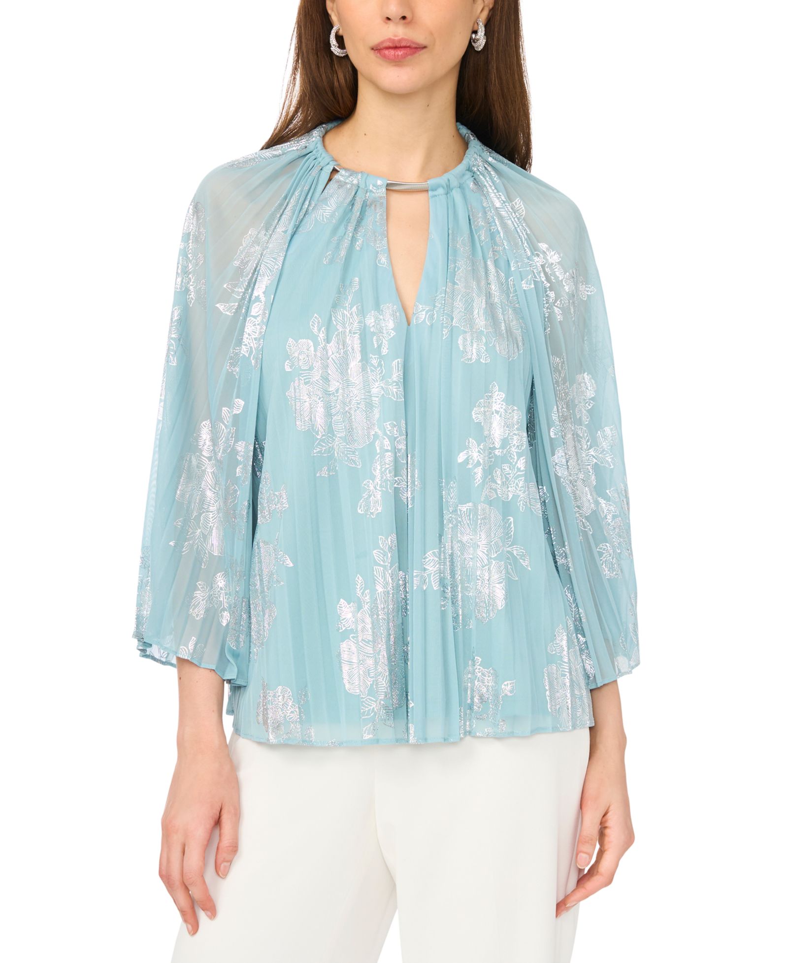 MSK Женский 3/4-Length-Sleeve Keyhole Neck Top