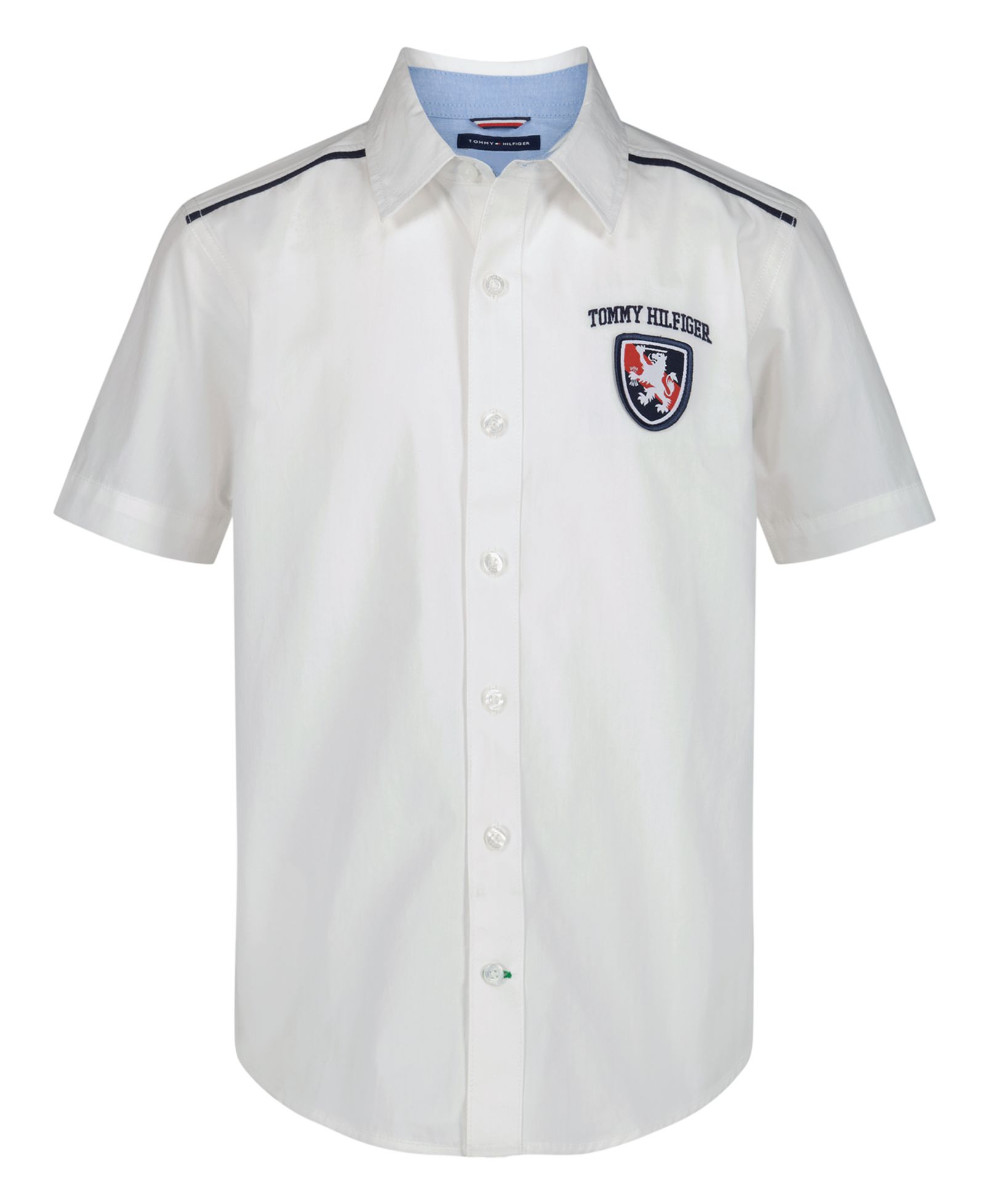 Tommy Hilfiger Boys' 8-20 Logo Short-Sleeve Button-Front Shirt