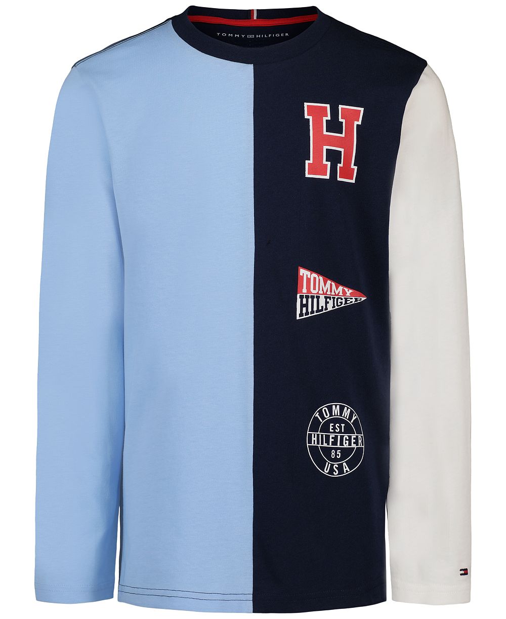 Tommy Hilfiger Boys' 2T-7 Stacked Logo Long-Sleeve T-Shirt