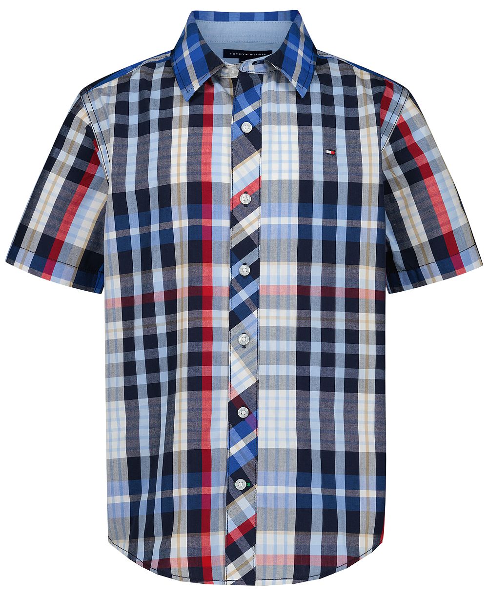Детская рубашка Tommy Hilfiger 2T-7 Plaid Short-Sleeve Button-Front