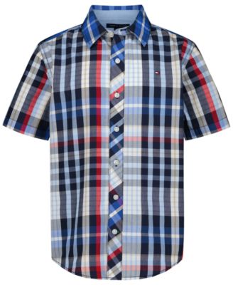 Детская рубашка Tommy Hilfiger 2T-7 Plaid Short-Sleeve Button-Front