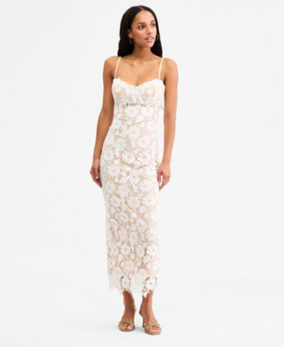 Jump Juniors' Lace Sweetheart-Neck Lace-Up-Back Midi Dress