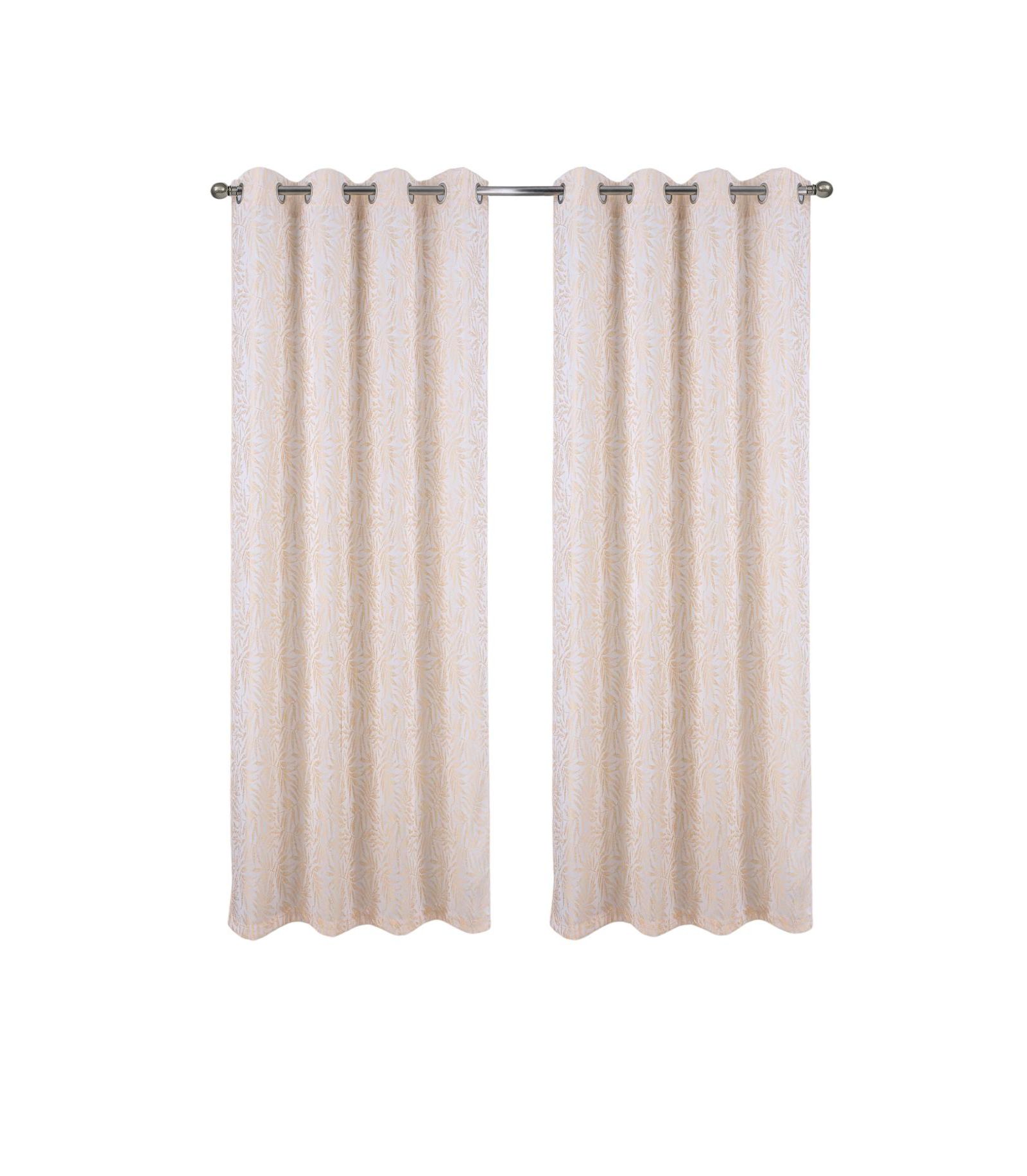 RT Designers Collection 100% Polyester 140 GSM Liana Jacquard Grommet Curtain Panel 54" x 84" Beige