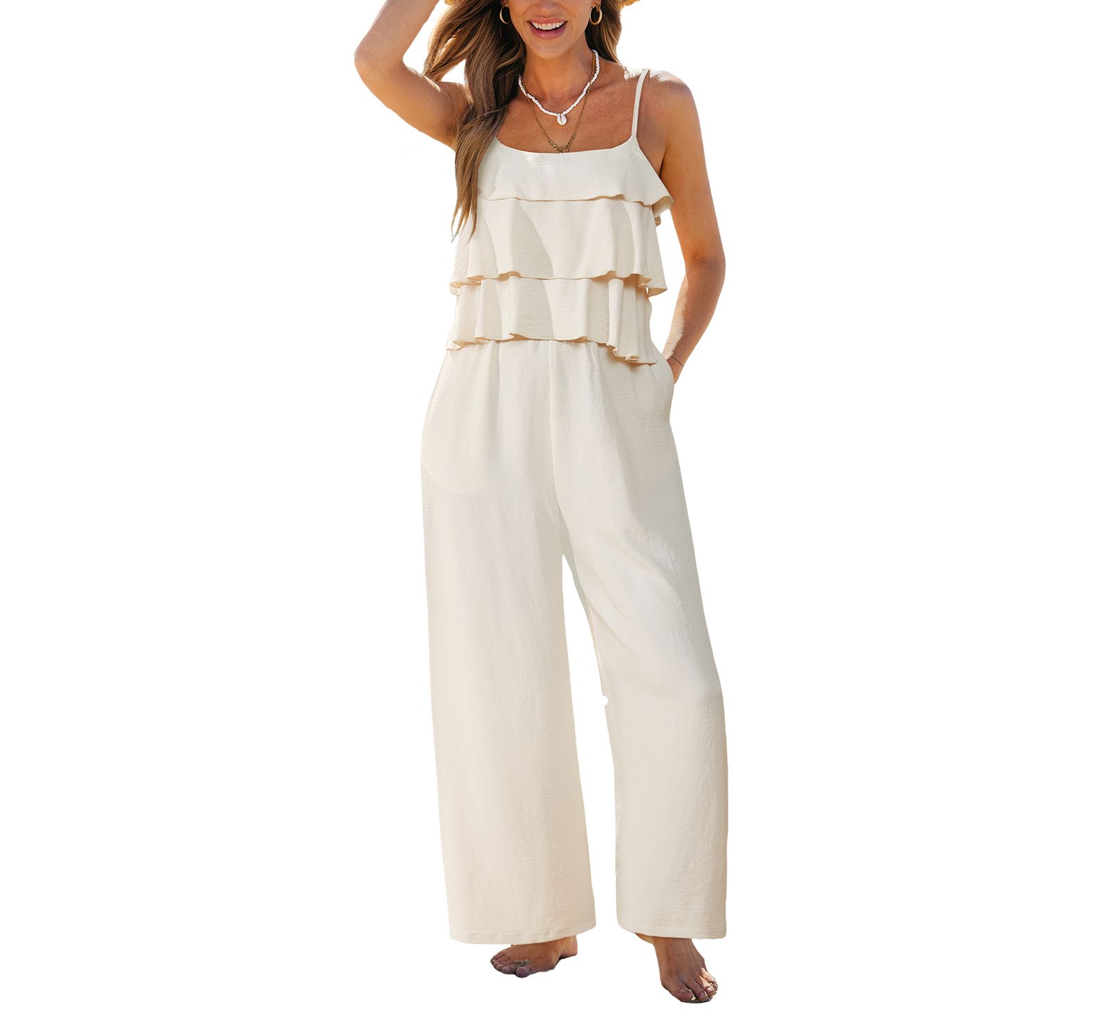 Cupshe Women's Square Neck Unlined Zipper Closure Jumpsuit