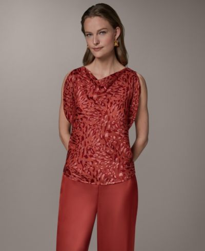 Donna Karan New York Женский топ с воротником-коконом и принтом