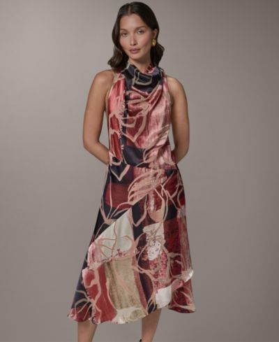 Женское платье Donna Karan New York с принтом и высоким воротником