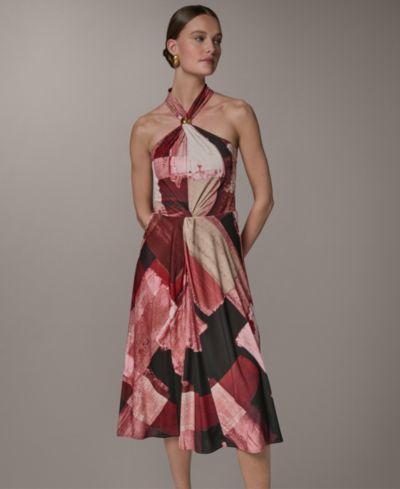 Платье с halter-вырезом Donna Karan New York Женское с принтом