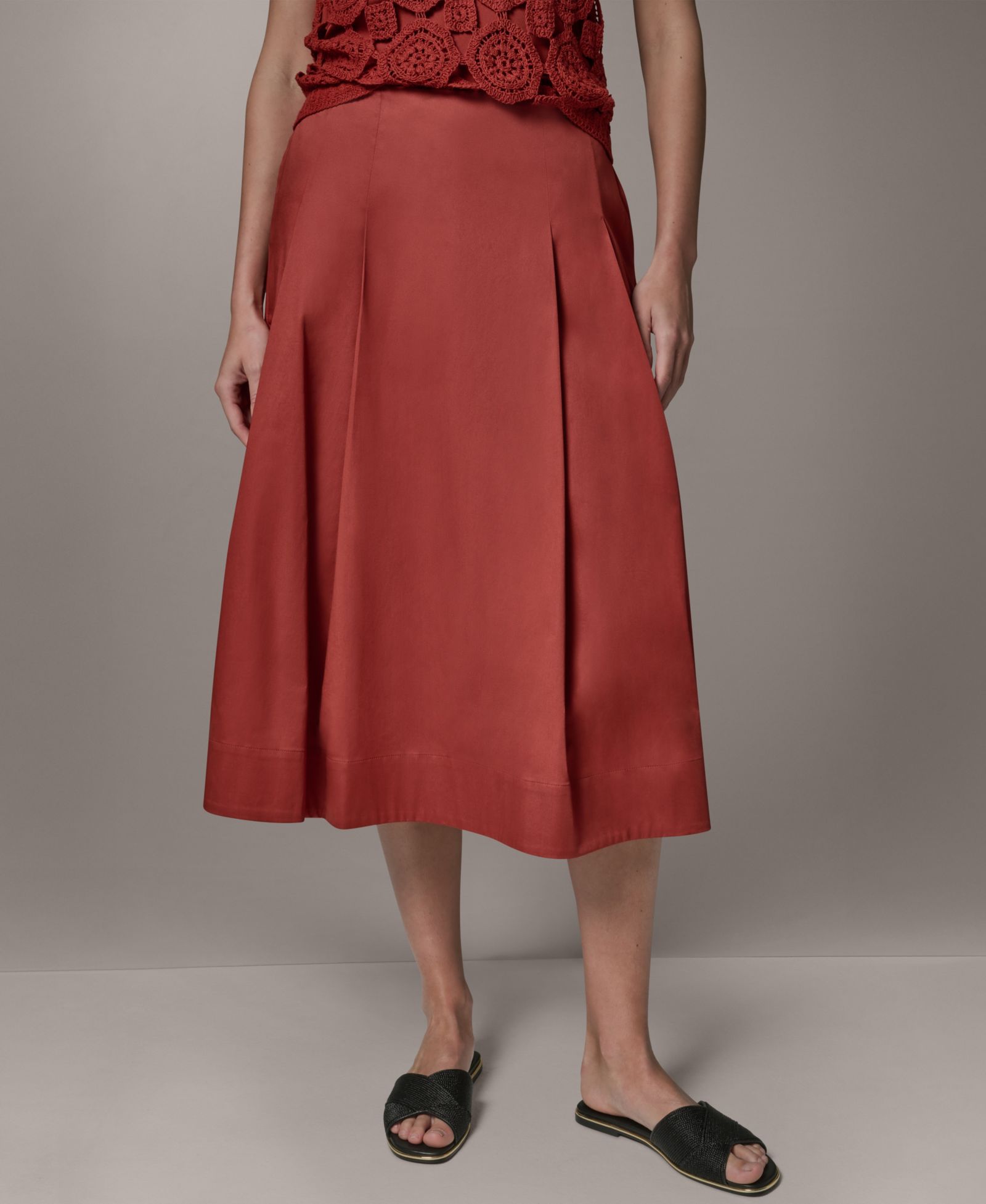 Donna Karan New York Women's Back Zipper Pleated Midi Skirt