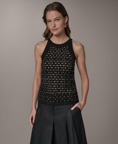 Женский свитер Donna Karan New York Halter Crewneck с отделкой hotfix