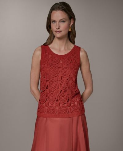 Donna Karan New York Женский джемпер из трикотажа Crochet Shell