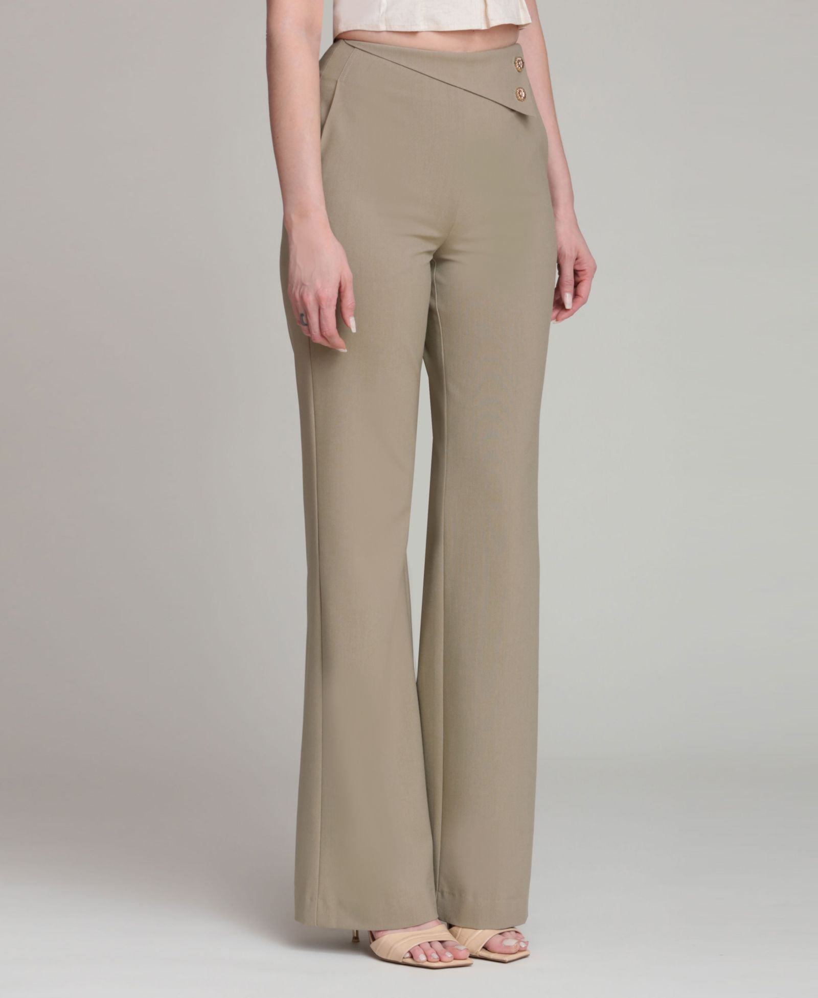 Avec Les Filles Women's Wide-Leg Mid-Rise Pants