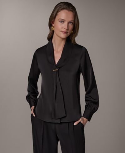 Женская удлиненная футболка Donna Karan New York с V-образным вырезом, Petite