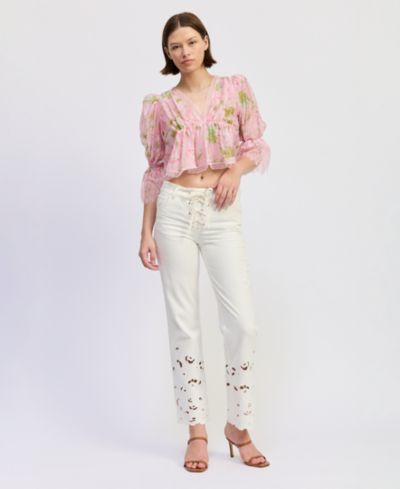 En Saison Women's Mid-Rise Flared Bootcut Jeans