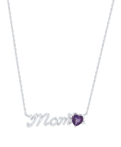 Подвеска-ожерелье Macy's Amethyst и Diamond Accent, желтое золото 14k, стерлинговое серебро