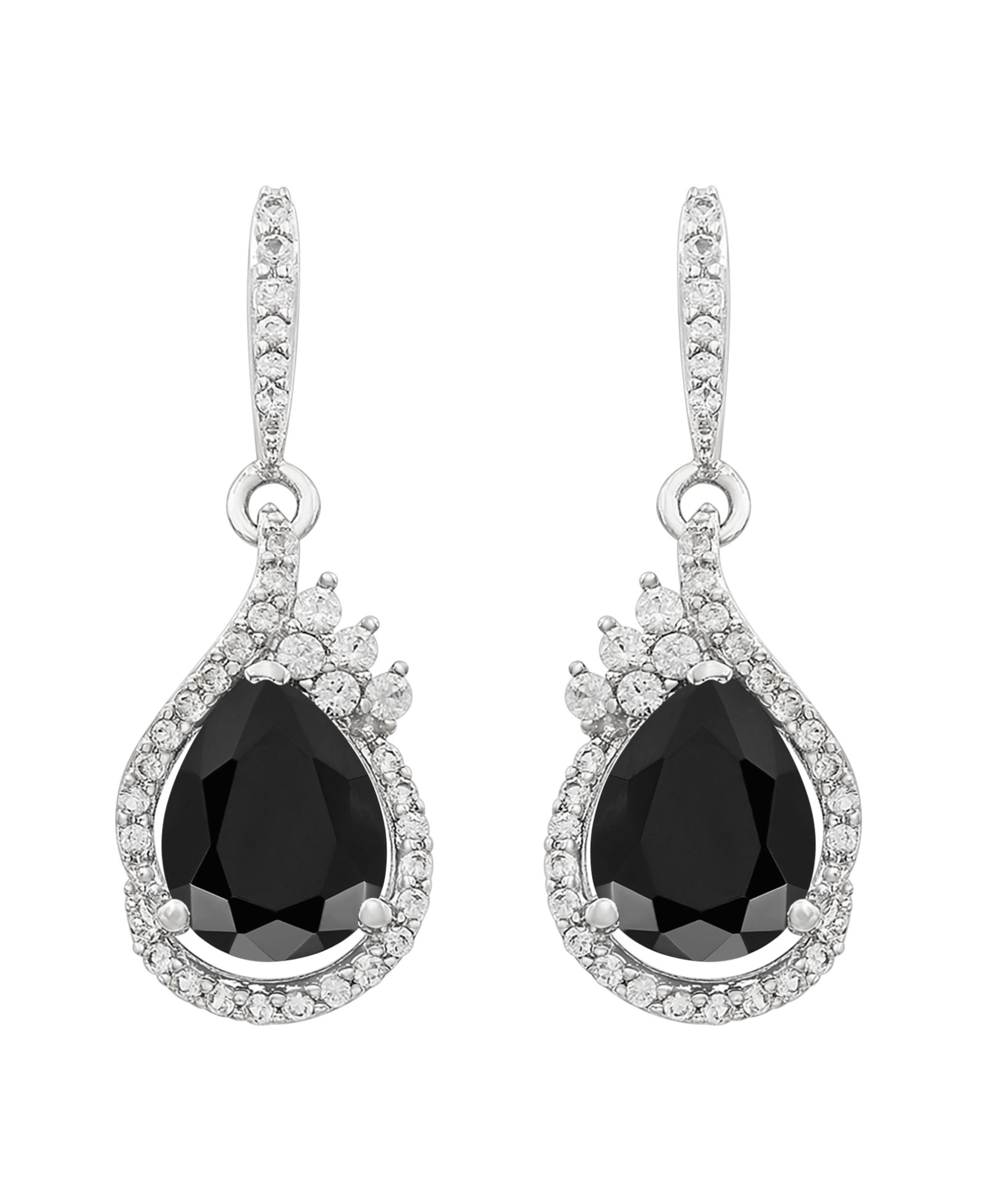 Macy's Onyx and White Topaz (5/8 ct. t.w.) Drop Earrings in Sterling Silver