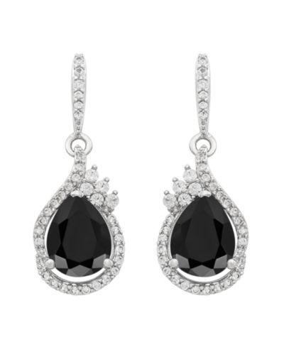 Серьги-подвески из стерлингового серебра с черным и белым топазом (5/8 ct. t.w.)