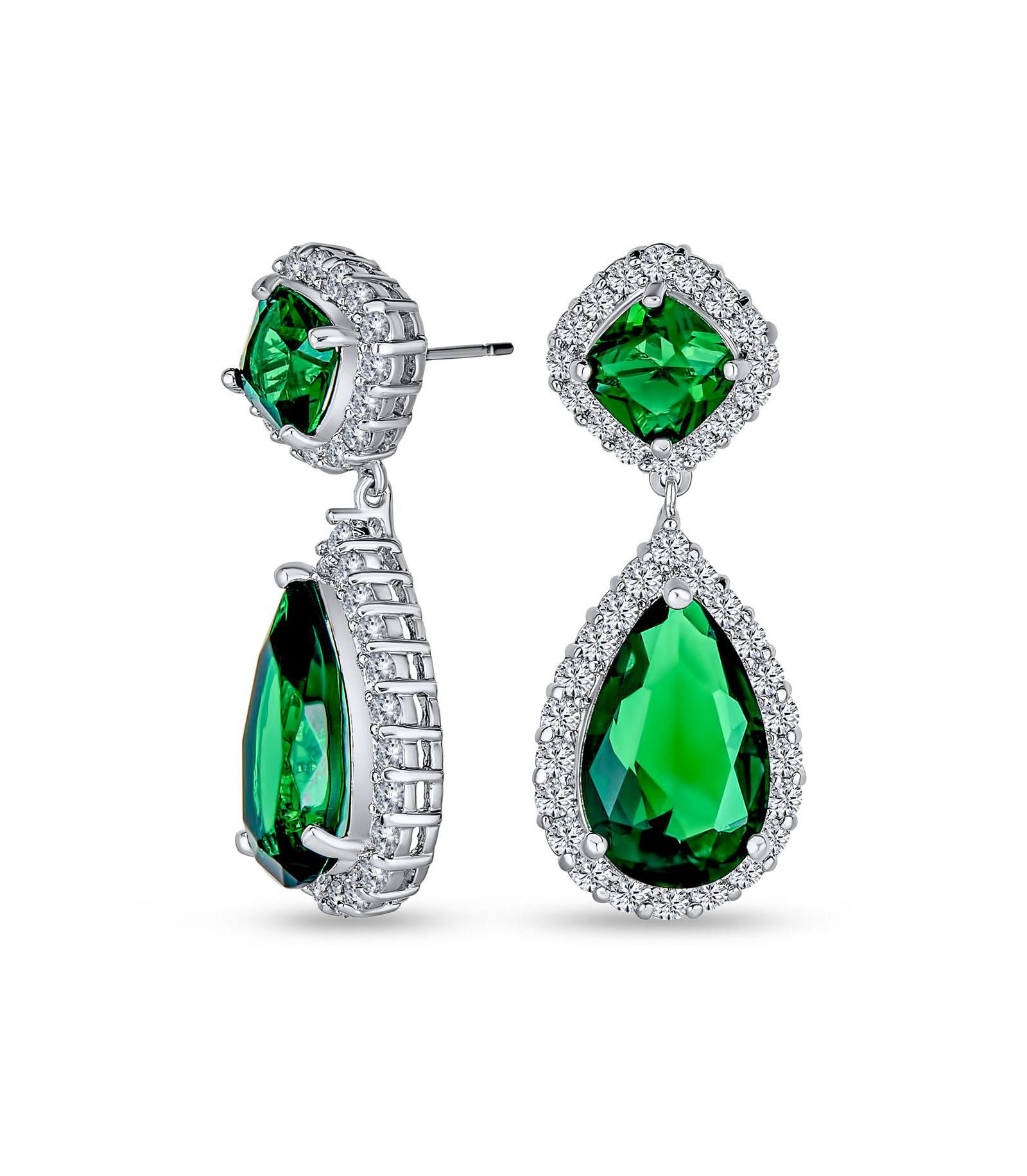Серьги Bling Jewelry Cocktail CZ Halo 7CT Cubic Zirconia Teardrop Chandelier