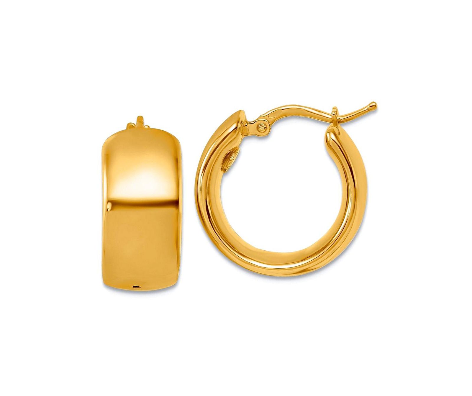 Curata Jewelry Solid 18k Gold Italian 19x9mm Wide Round Hoop Earrings