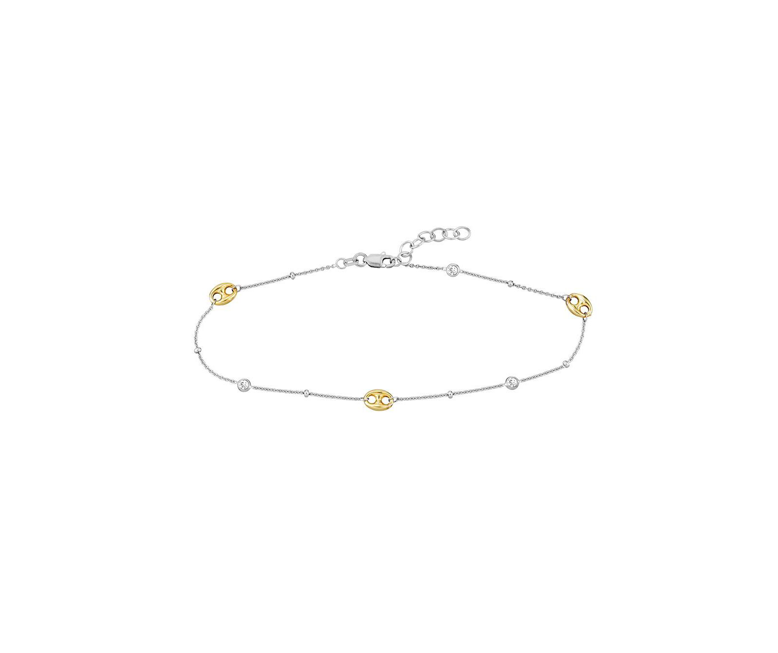 Curata Jewelry Cubic Zirconia Anklet 10" 925 Sterling Silver