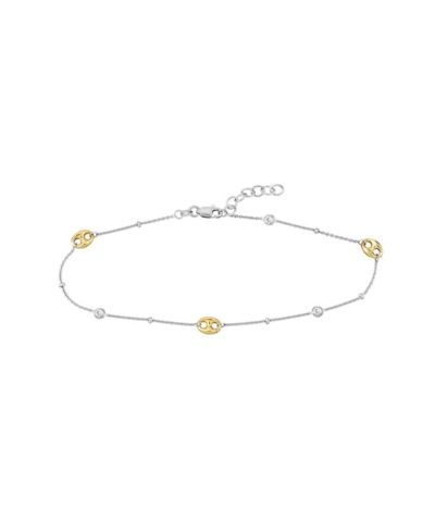 Curata Jewelry Cubic Zirconia Anklet 10" 925 Sterling Silver
