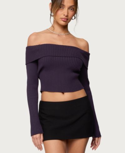 Edikted Women's Lauren Knit Foldover Top