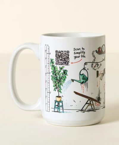 Uncommon Goods Daily Life Hack Interactive QR Mug, 15 Oz.