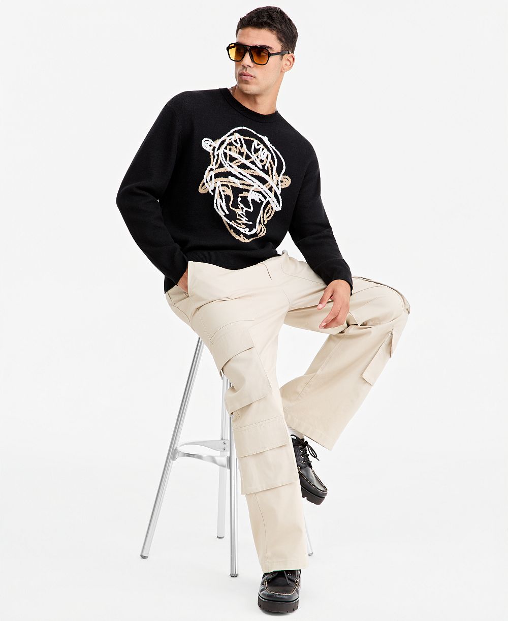 Mode of One Men's Striped Crewneck Long-Sleeve Sweater, Macy's Exclusive