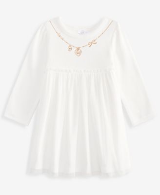 First Impressions Baby Girls' 0M-24M Necklace Velour Dress, Macy's Exclusive