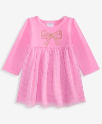 First Impressions Baby Girls' 0M-24M Bow Velour Dress, Macy's Exclusive