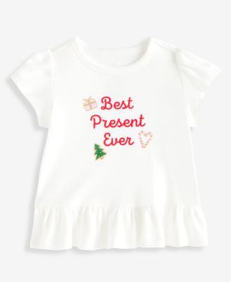 First Impressions Baby Girls' 3M-24M Mix & Match Short-Sleeve Best Present Ever Peplum Top, Macy's Exclusive