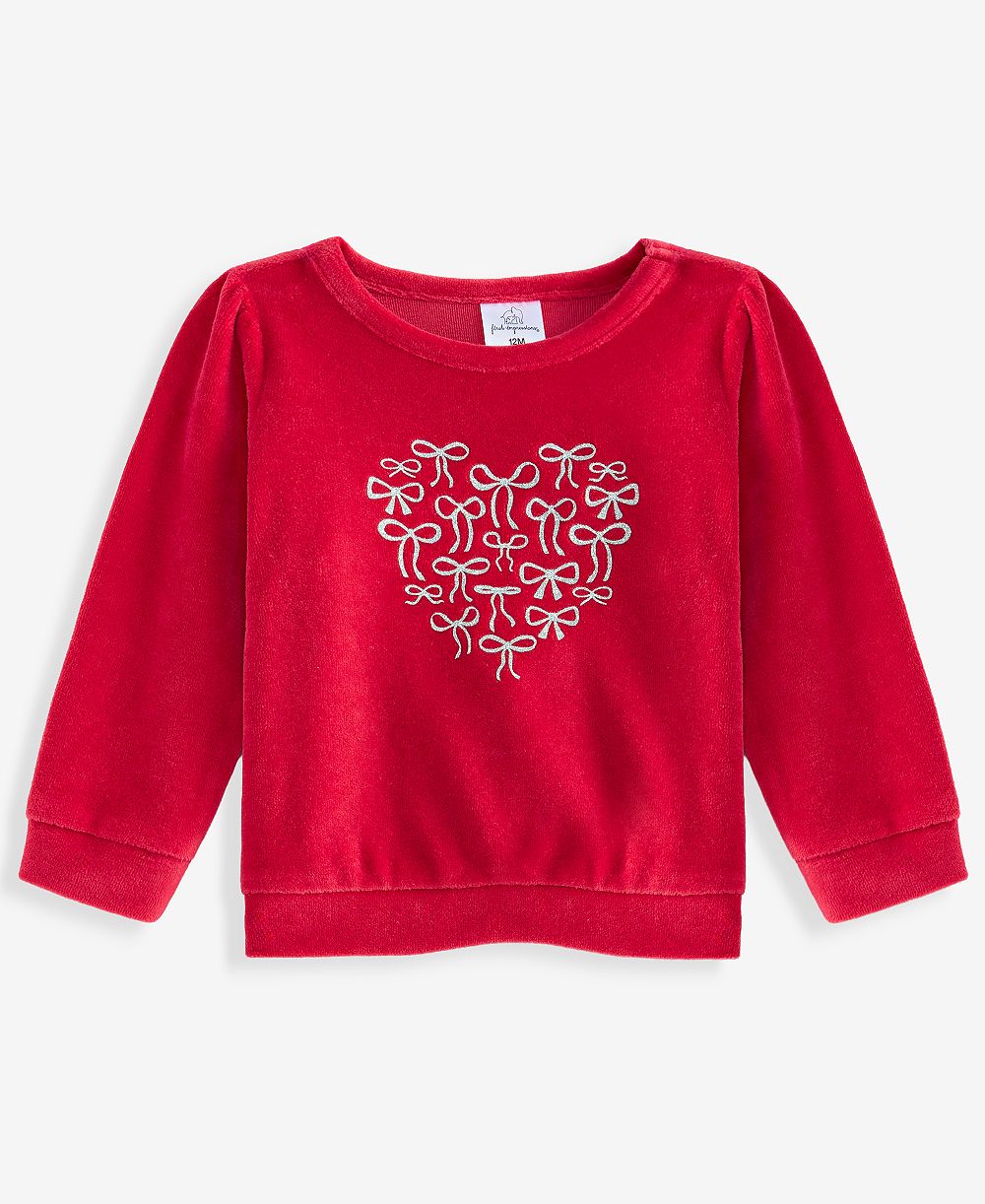 Детская топ First Impressions Baby Girls' 3M-24M Mix & Match Long-Sleeve Bows Heart Velour