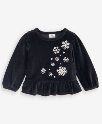 Детский велюровый топ с пеплумом и снежинками с длинным рукавом First Impressions 3M-24M Mix & Match
