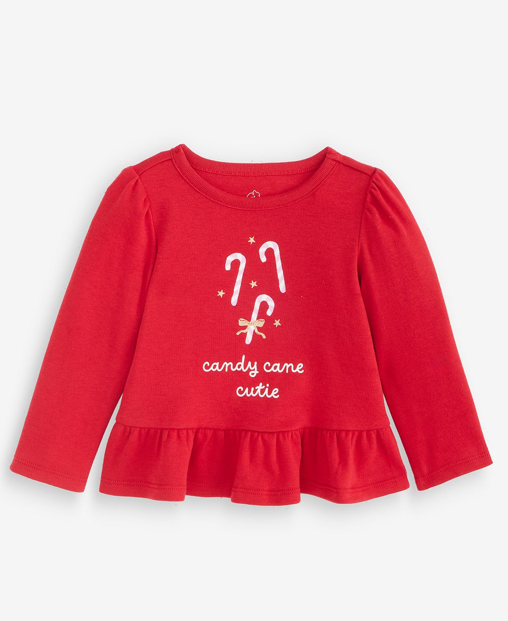 Детский топ First Impressions Peplum с принтом Candy Cane