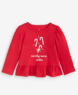 First Impressions Toddler Girls' Mix & Match Candy Cane Peplum Top, Macy's Exclusive