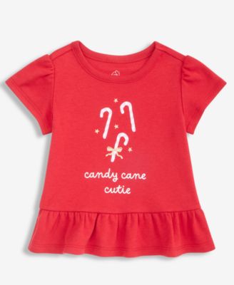First Impressions Toddler Girls' 2T-4T Mix & Match Short-Sleeve Candy Cane Peplum Top, Macy's Exclusive