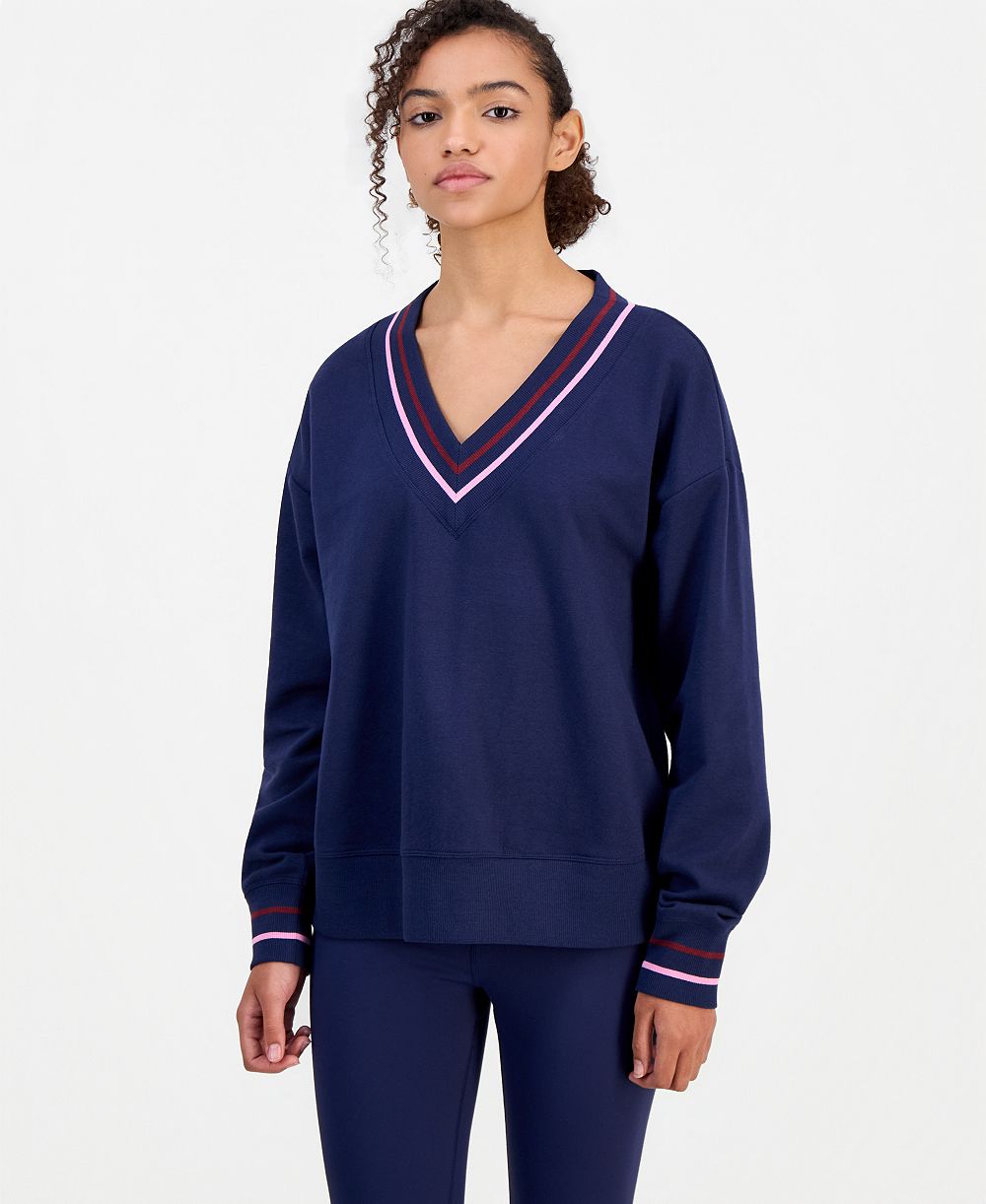 ID Ideology Women's Fleece Long-Sleeve V-Neck Sweater, Macy's Exclusive