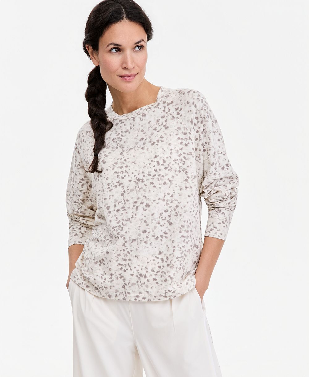 ID Ideology Women's Soft Paw Printed Relaxed-Fit Cotton-Blend Crewneck Long-Sleeve Tee, Macy's Exclusive
