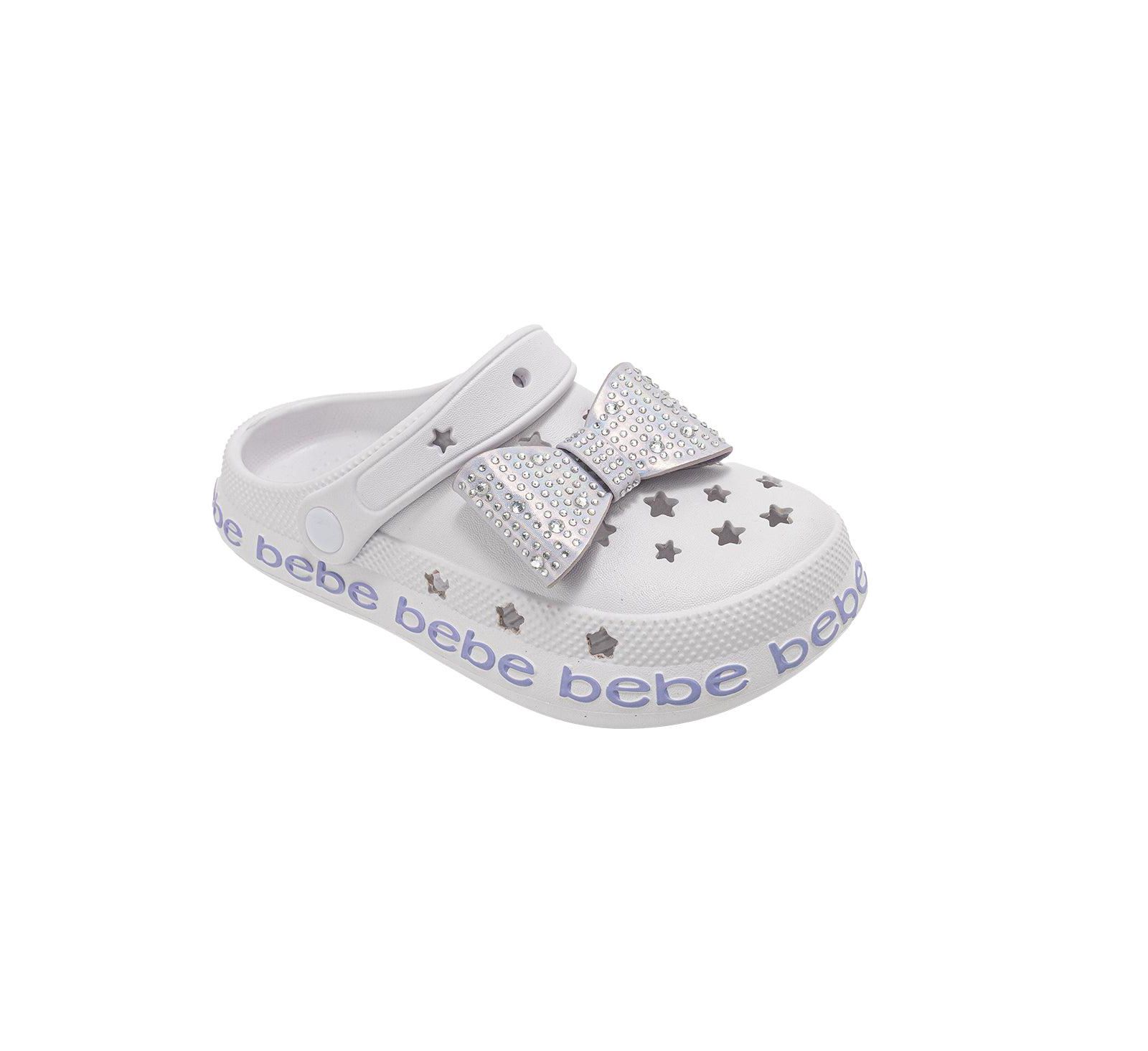 Bebe Little Girls EVE Lightweight Clogs - Slip - On with Rhinestone Covered Bow