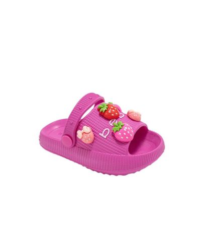 Bebe Big Girls Girl's  Lightweight Platform EVA Slides - Slip - On Comfy with Strawberry Charm Accents