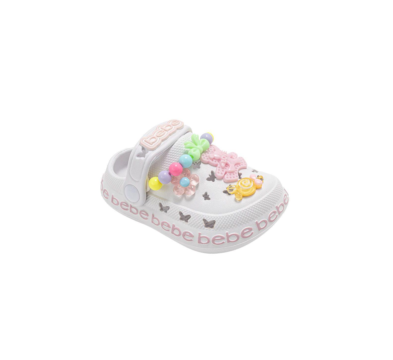 Bebe Toddler Lightweight EVA Clogs - Slip - On Comfy Shoes with Bracelet and Charms