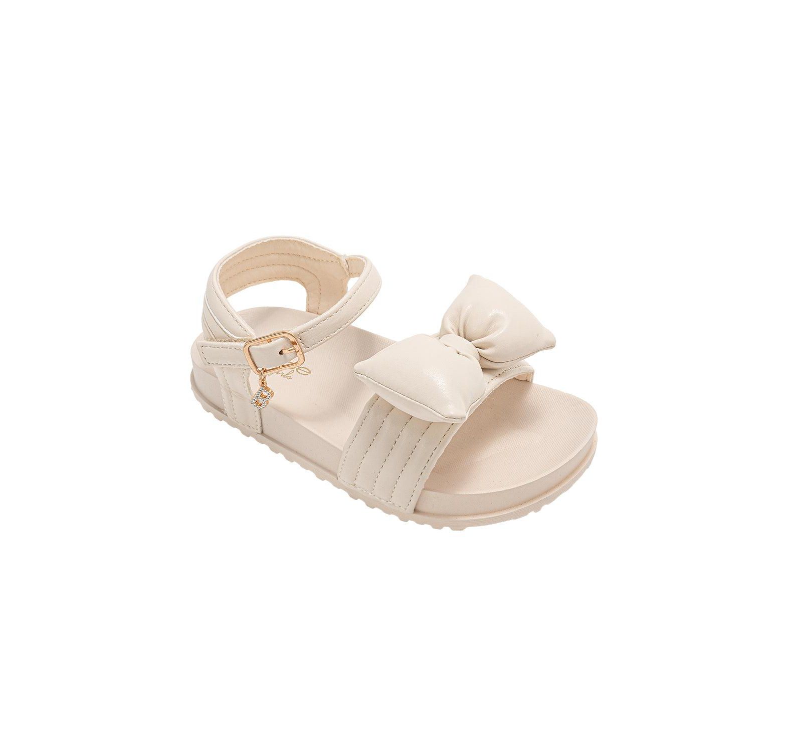 Bebe Girls Footbed Sandals - Lightweight Comfort & Adjustable Strap with Puffy Bow Detail