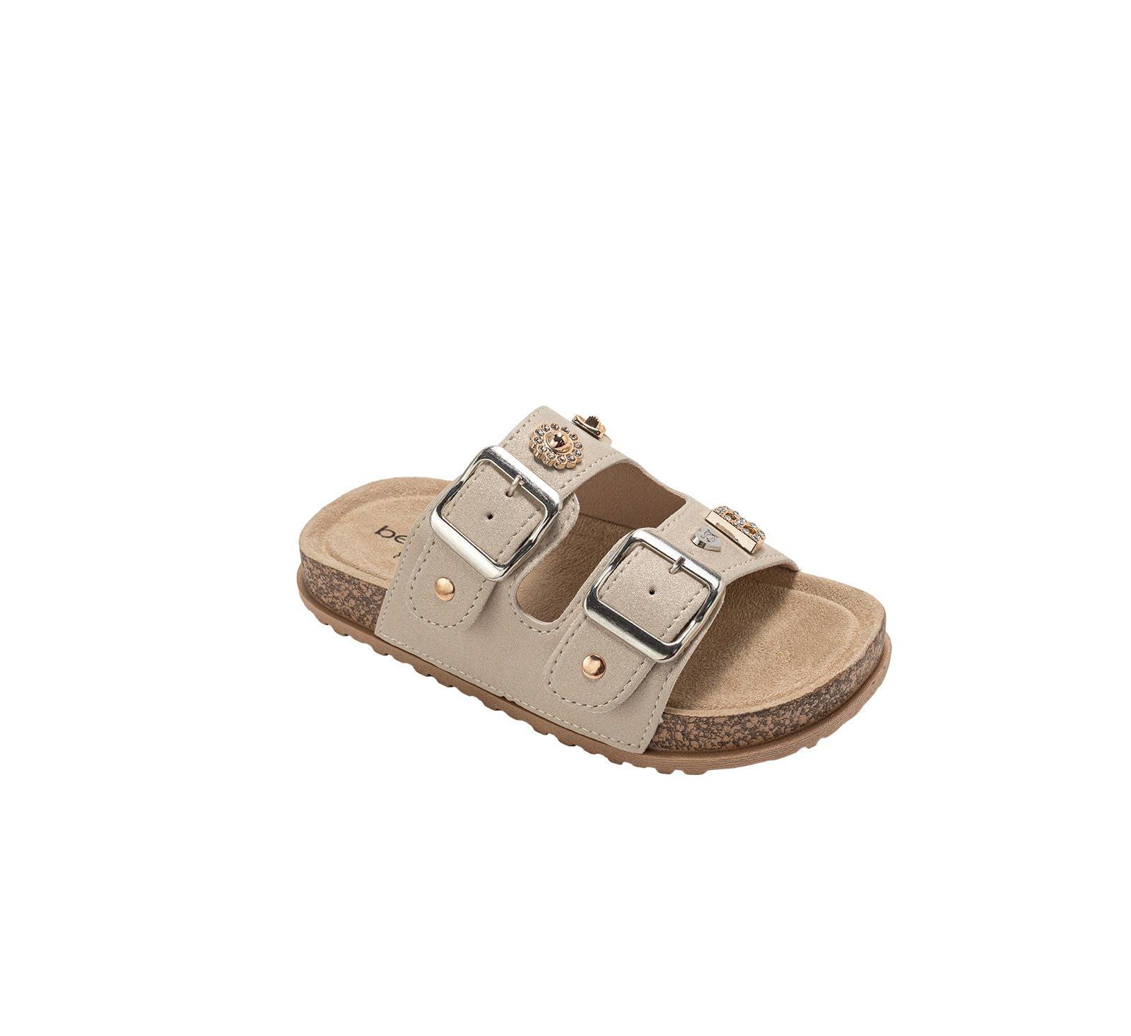 Bebe Girls Footbed Sandals - Lightweight with Secure Buckles and Multi-Charm Details (Little Girls/kids)