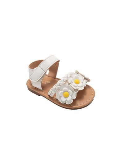 Bebe Big Girls Girl's  Fashion Sandals – Dressy Shoes with Braided Detail and Flower Applique