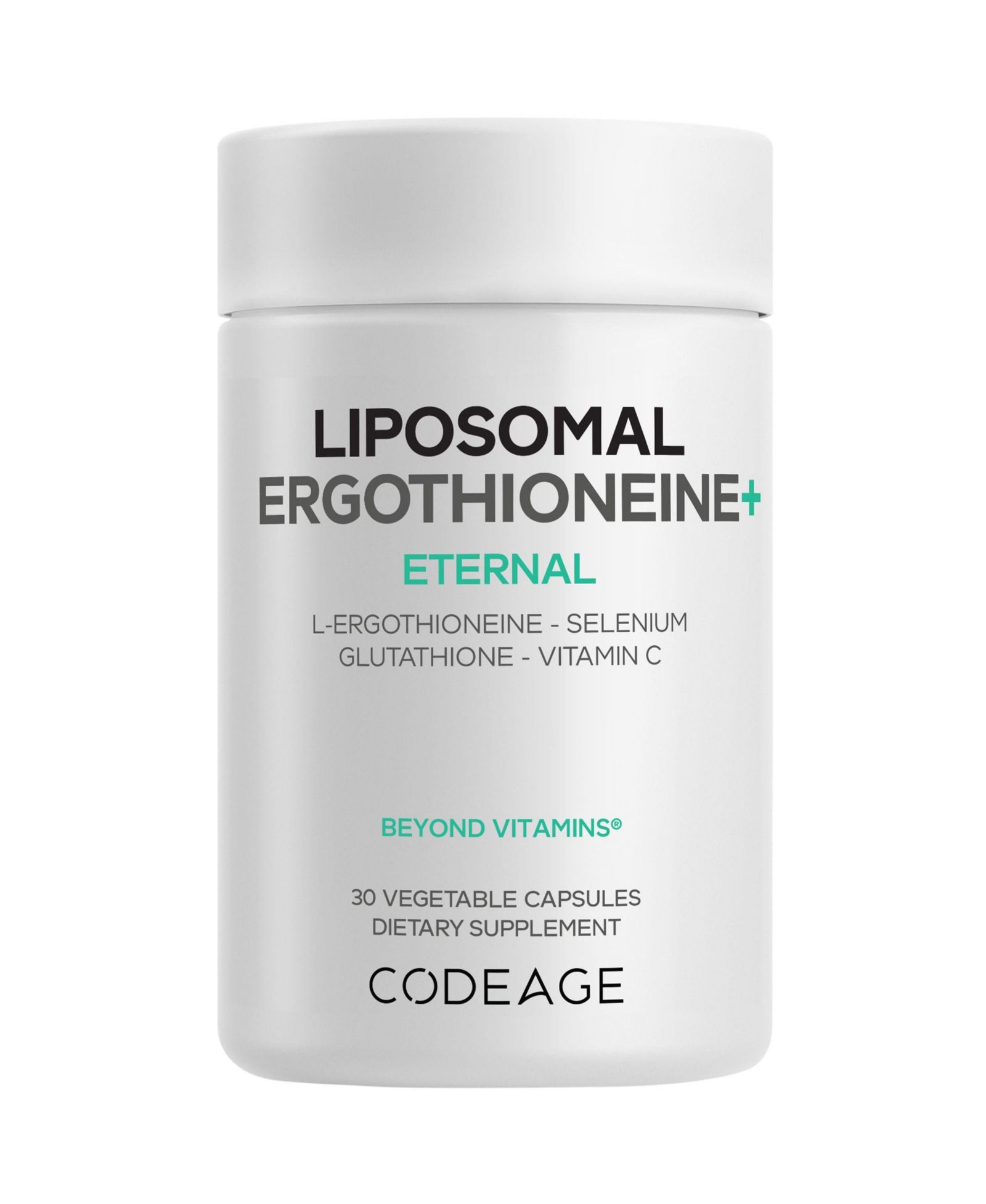 Codeage Liposomal Ergothioneine+, L-Glutathione, Vitamin C, Selenium, антиоксидантная поддержка, 30 капсул