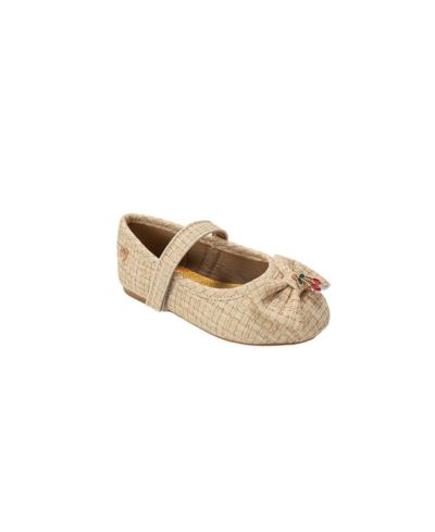 Bebe Big Girls Ballet Flat with Cherry Charm, Bow, and Heart Rivet