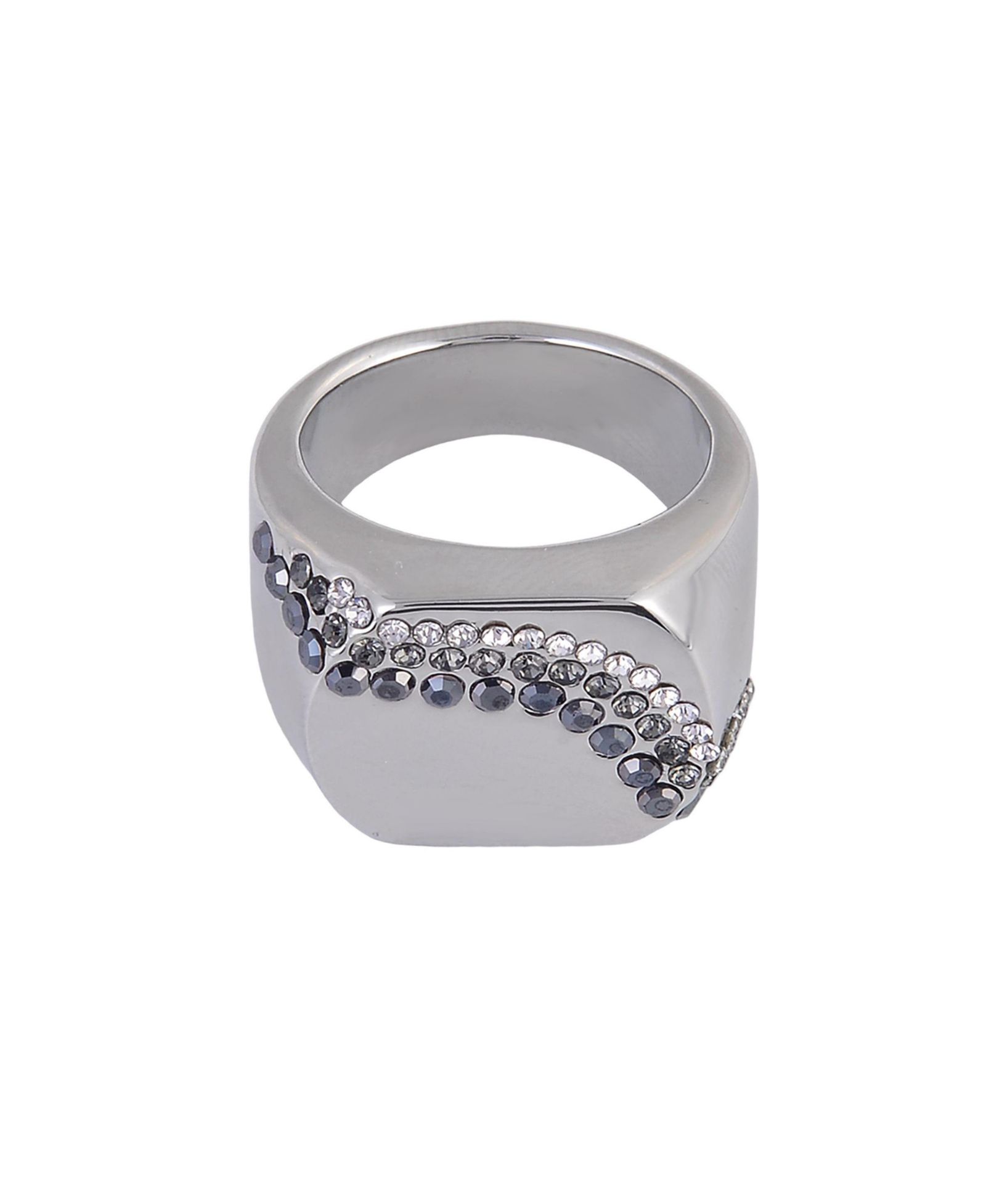 Laundry by Shelli Segal Silver Tone Square Ring with Crystal Stone Accents