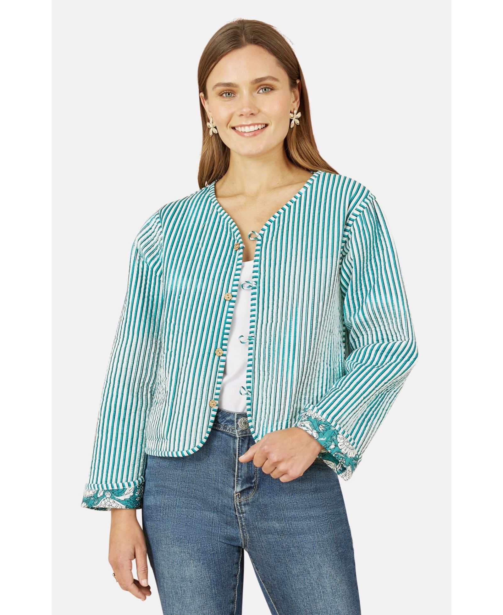 Yumi Women's Floral Patchwork Reversible Jacket