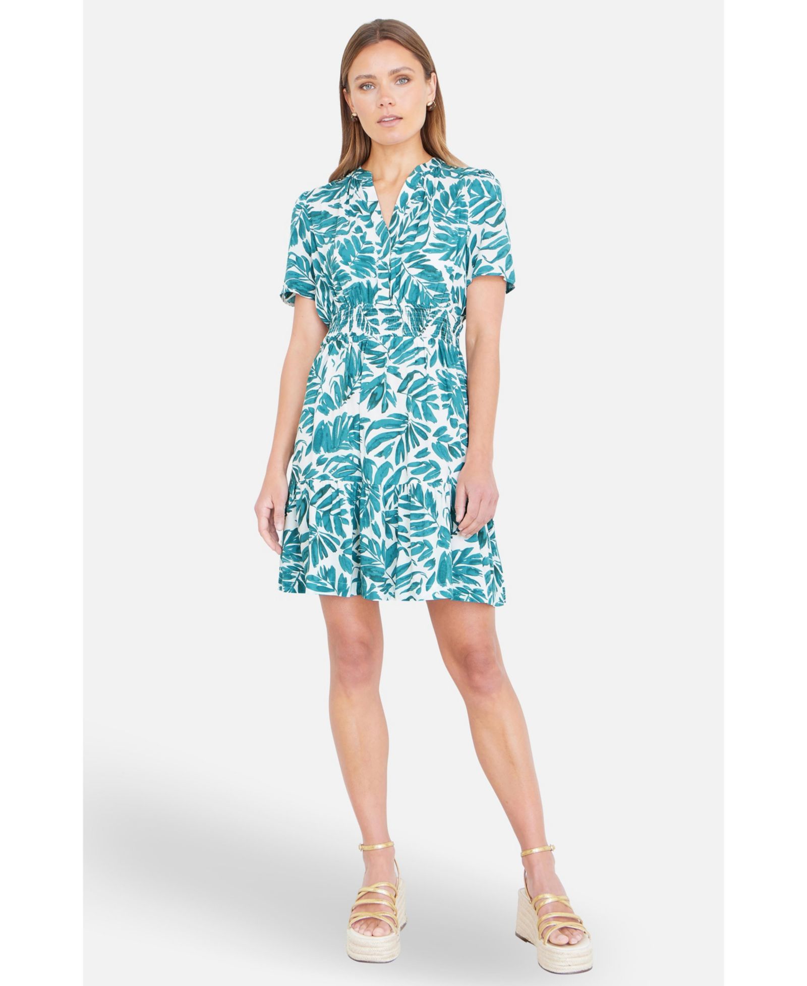 Женское мини-платье Yumi Leaf Print