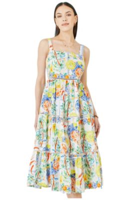 Yumi Women's Print Cotton Midi Sun Dress