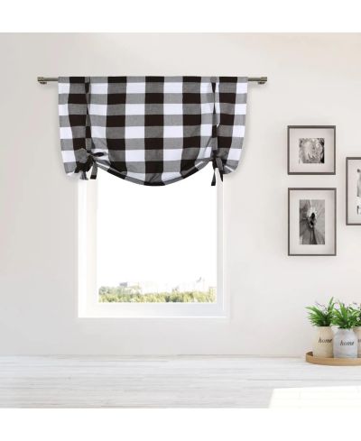 Занавеска на окно Kate Aurora Country Farmhouse Large Buffalo Plaid Tie Up With Ties